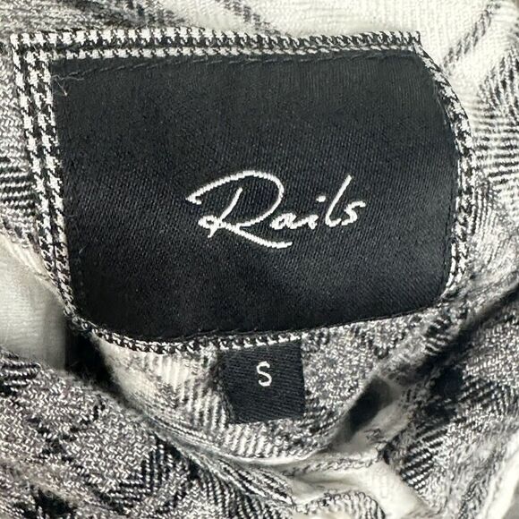 Rails Flannel Shirt Womens Small Black White Plaid Button Front Pocket Soft LS* - Picture 11 of 14